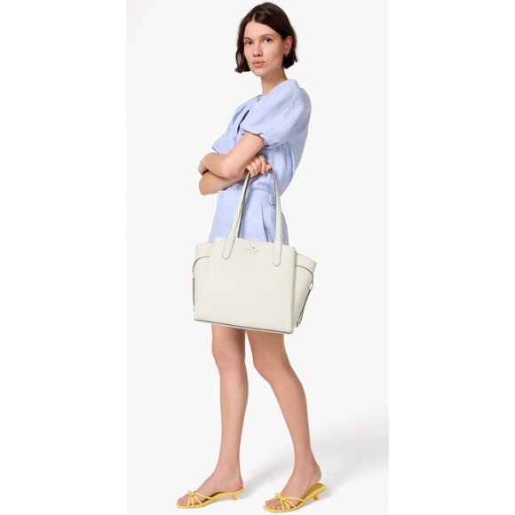 New Kate Spade Dumpling Medium Tote Pebble Leather Meringue - Picture 5 of 5